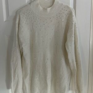 H&M Cream Turtleneck Sweater with Pearl Details maternity